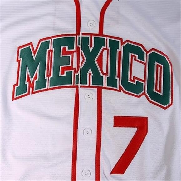NEW Men's Mexico Jersey #34#7 Stitched Baseball Uniform with Mexican Flag Jersey - Picture 2 of 8
